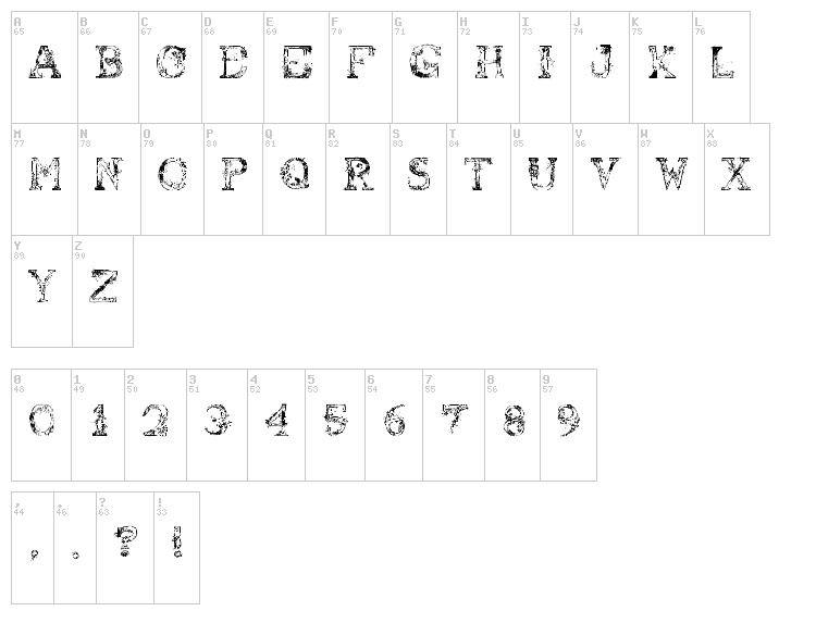 Abusive Pencil font map